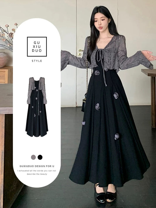 Skirt women's summer new women's clothing miu miu chic Korean chic wear French dress two-piece suit