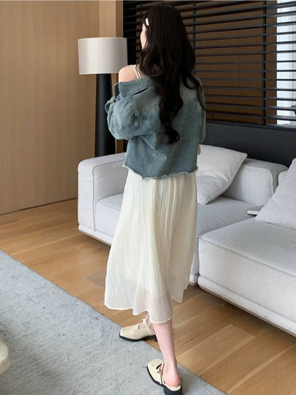 2025 unique and beautiful girls start spring popular single items women's clothing wear French dress two-piece suit
