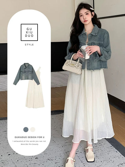 2025 unique and beautiful girls start spring popular single items women's clothing wear French dress two-piece suit