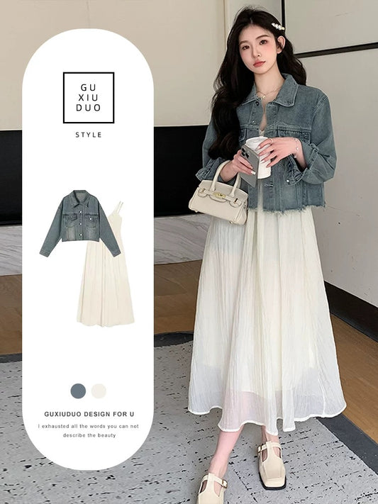 2025 unique and beautiful girls start spring popular single items women's clothing wear French dress two-piece suit