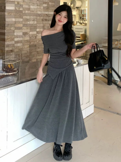 Summer beautiful small skirt women's long skirt cold and unique French style unique beautiful waist dress
