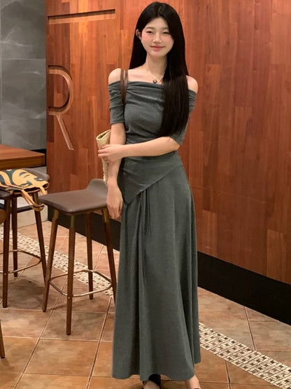 Summer beautiful small skirt women's long skirt cold and unique French style unique beautiful waist dress