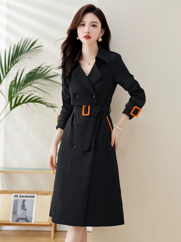 High-end trench coat for women, mid-length, 2023 spring and autumn new British style, popular brand double-breasted coat
