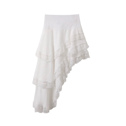 RECOINR1C White holiday suspender dress female 2025 summer irregular cake skirt waist long skirt