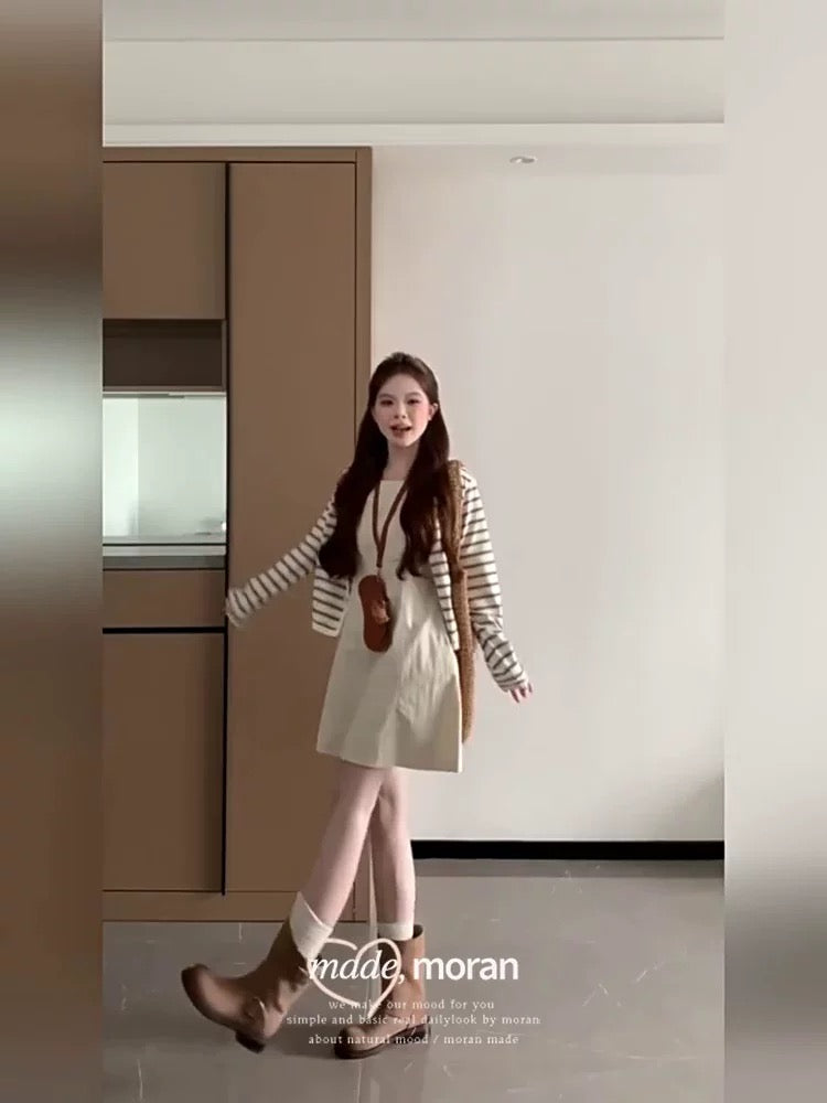 A complete set of Korean chic unique and beautiful suits for spring women, knitted cardigan dress two-piece suit
