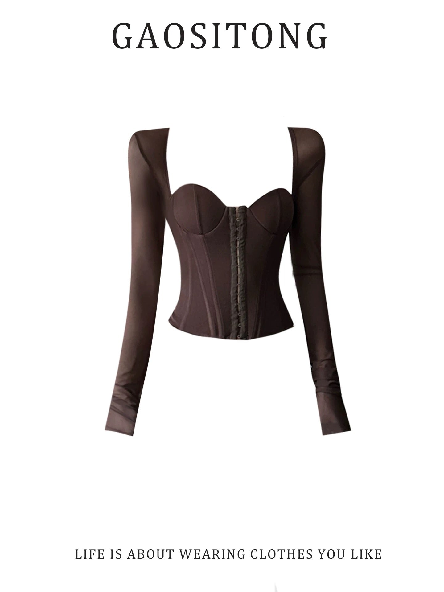 GAOSITONG American-style sexy girl mesh patchwork fishbone top women's winter 2025 retro fur bodycon skirt set