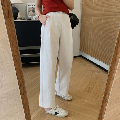 Dading homemade origami pants! Slightly wrinkled paper-like crotch-covering straight pants for women, summer loose casual pants, slimming wide-leg pants