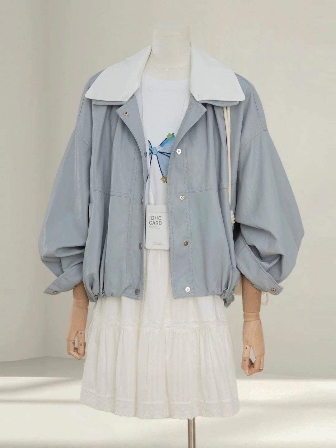 Korean blue leather jacket for women 2025 autumn new style hot style stylish age-reducing loose PU leather jacket top trend