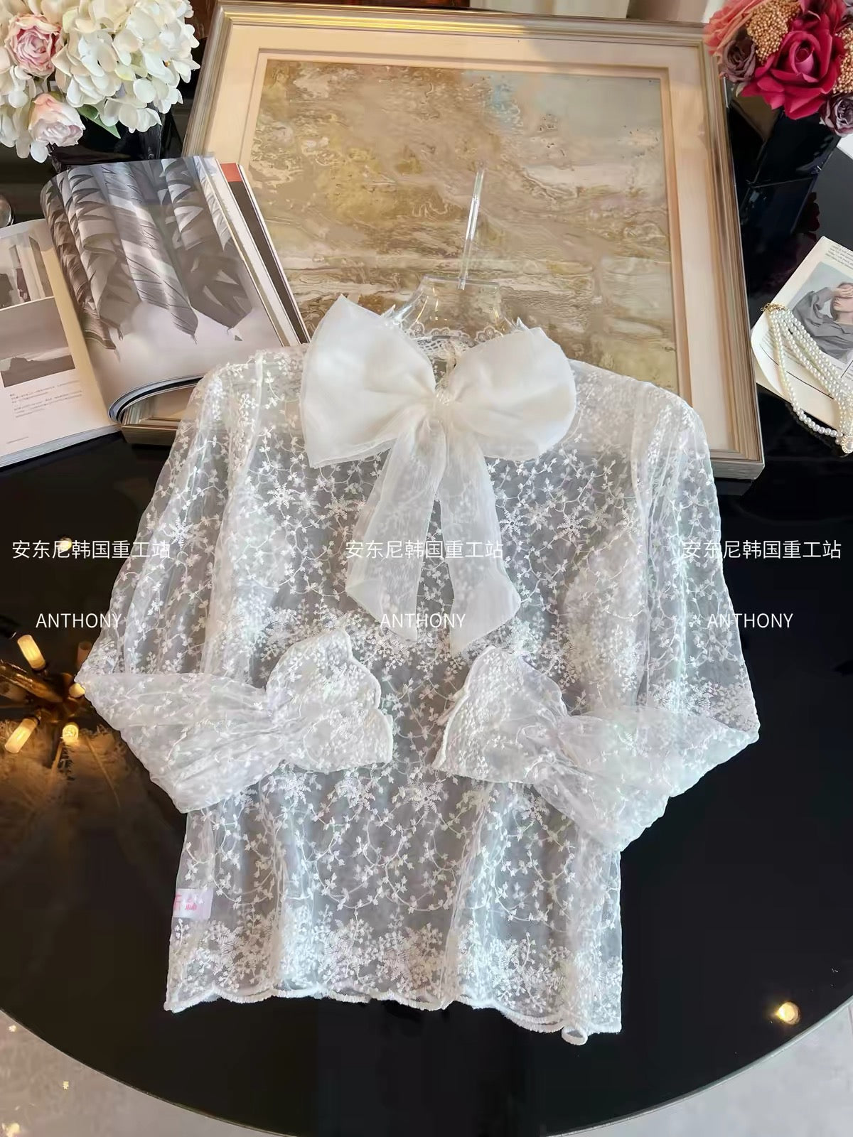 Women's Gentle-Style Autumn/Winter Lace Base Layer – Long-Sleeve Top with Bow Detail (2026 Design)