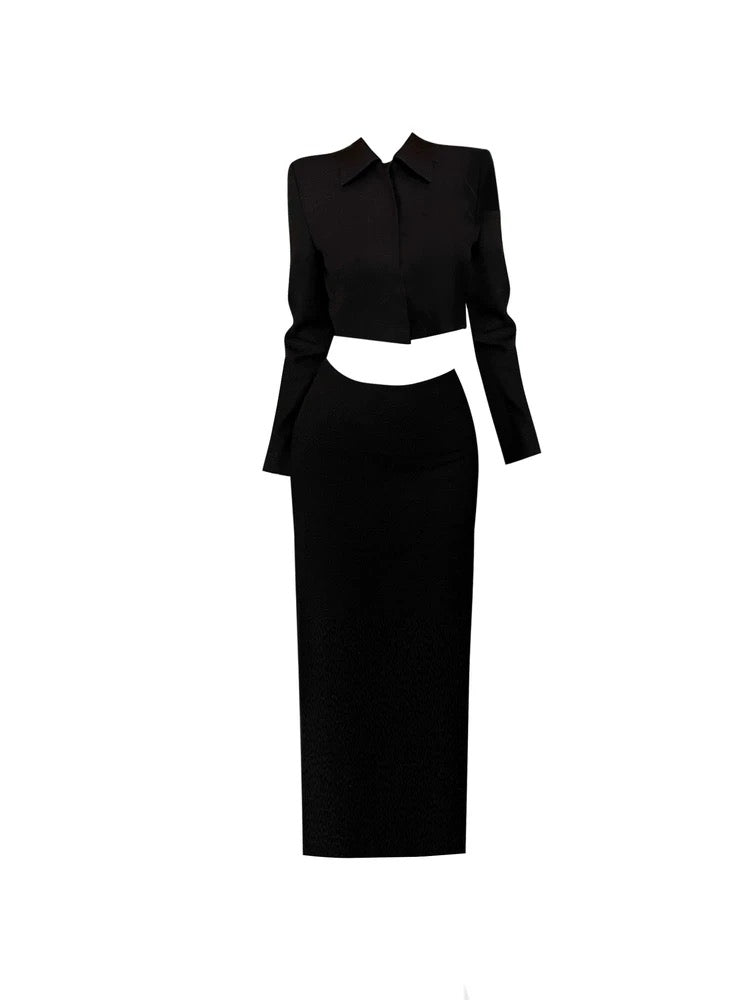 GAOSITONG Gangster Heiress Chic Suit Jacket Women's Autumn/Winter 2025 Plug-in Long Skirt Set