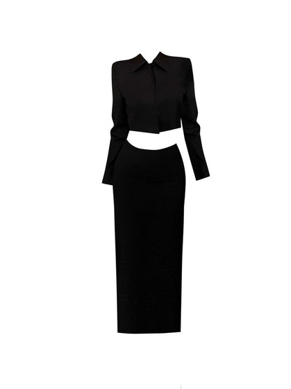 GAOSITONG Gangster Heiress Chic Suit Jacket Women's Autumn/Winter 2025 Plug-in Long Skirt Set