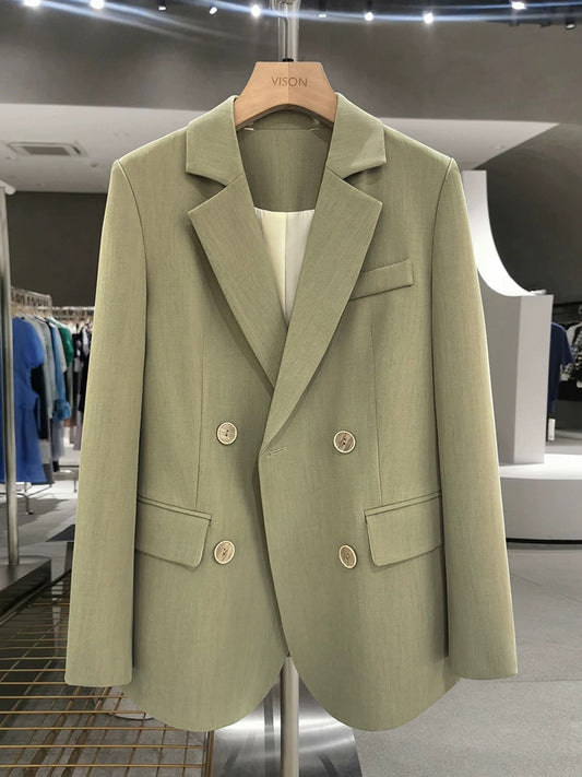 Military green texture, foreign style slimming suit jacket for women 2024 new spring and autumn Internet celebrity popular suit trend this year