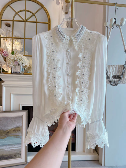 Women's Stylish Long-Sleeve Chiffon Shirt – Autumn 2026 New Arrival: Loose-Fit, Single-Breasted Design with Ruffle Details
