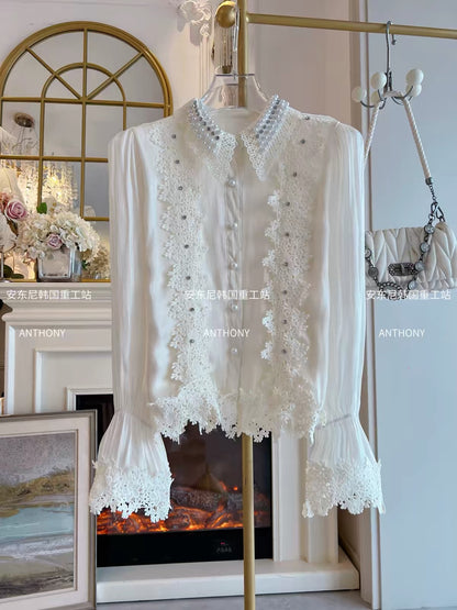 Women's Stylish Long-Sleeve Chiffon Shirt – Autumn 2026 New Arrival: Loose-Fit, Single-Breasted Design with Ruffle Details