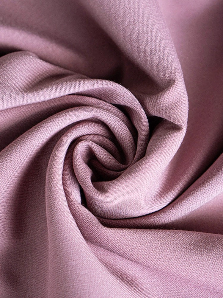 Luo Yi retro puff sleeve pleated dress 2024 summer new style temperament pink slim midi skirt 08189
