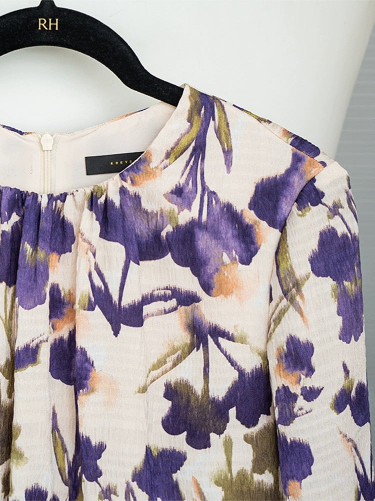 Luo Yi beautiful printed waist dress 2024 summer new fashion textured fishtail mid-length skirt 10154
