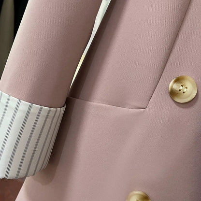 Pink age-reducing blazer for women Korean fashion 2024 spring and autumn new double-breasted slimming and versatile professional wear