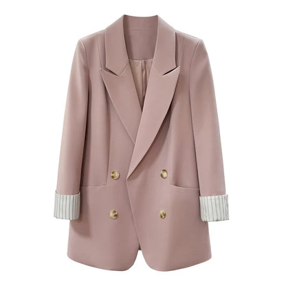 Pink age-reducing blazer for women Korean fashion 2024 spring and autumn new double-breasted slimming and versatile professional wear