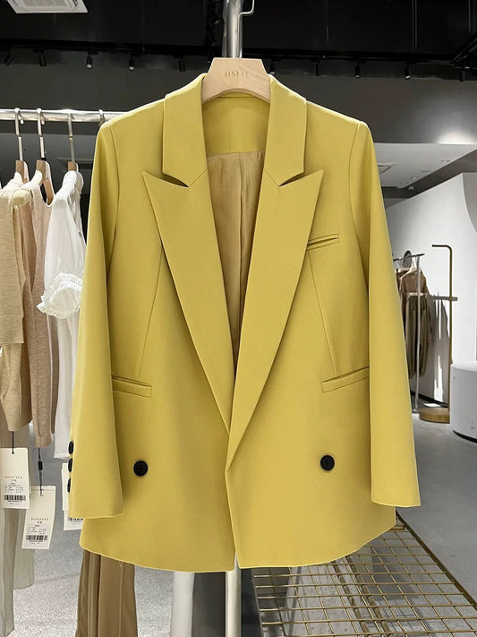 Yellow goddess style foreign style suit jacket for women 2024 new spring and autumn fashionable socialite light mature style suit formal wear