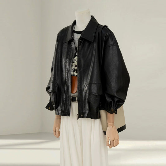 Hong Kong style retro round neck denim jacket for women, petite 2025 autumn new design, loose and versatile short top