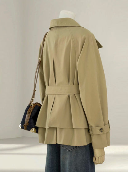 Khaki short windbreaker women's 2025 autumn new style small size very good-looking Korean style slim stand collar jacket