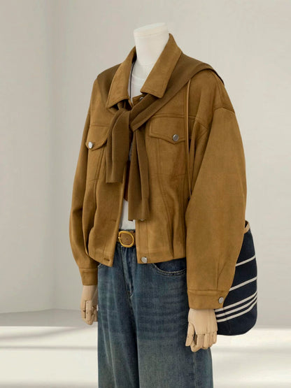 Deerskin short coat women 2025 early autumn new high-end outerwear small Korean style all-match jacket top trend