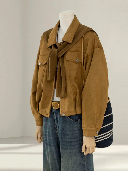Deerskin short coat women 2025 early autumn new high-end outerwear small Korean style all-match jacket top trend