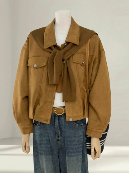 Deerskin short coat women 2025 early autumn new high-end outerwear small Korean style all-match jacket top trend