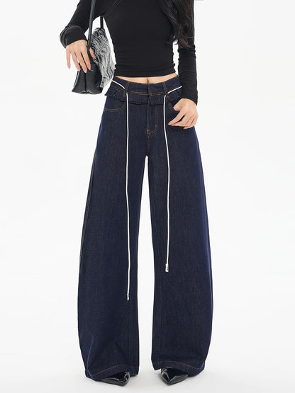 EDX Denim Slim Fit Curved Knife Jeans, 2025 Autumn/Winter New Style, Ruffled Edge, Double Waistband, Sickle Knit Jeans