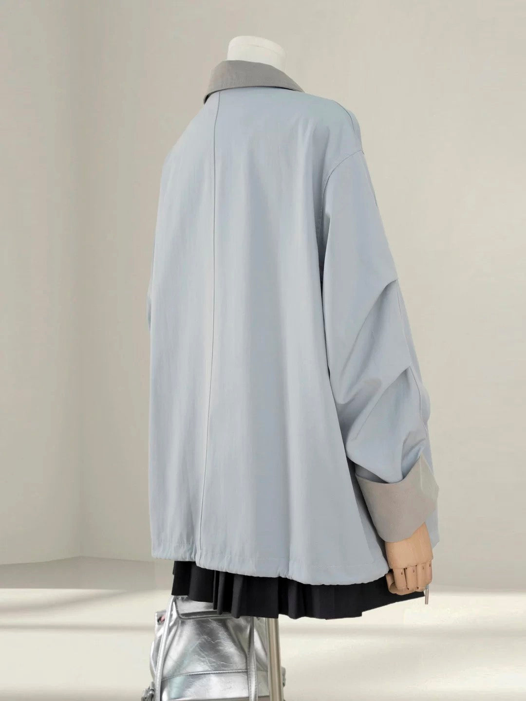 Misty blue casual windbreaker jacket for women 2025 autumn new Korean style loose and beautiful work jacket top