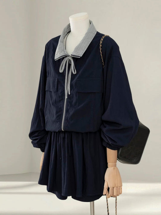 Very good-looking age-reducing belly-covering two-piece skirt suit for women 2025 autumn petite half-length skirt pants with a complete set