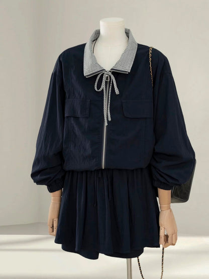 Very good-looking age-reducing belly-covering two-piece skirt suit for women 2025 autumn petite half-length skirt pants with a complete set