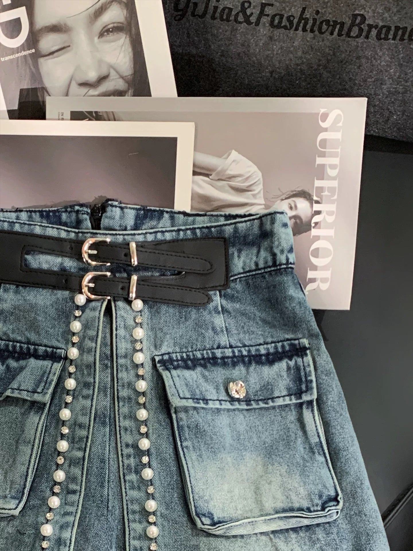 ZHOUYI/Monday: Stylish High-Waisted Slimming Denim Shorts for Women, Summer Pearl Double Buckle Fit, Cargo Pants, Hot Pants