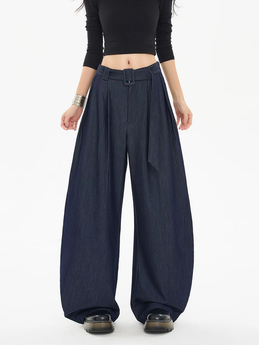 EDX Women's Flowy Curved Blade Suit Pants, 2025 Autumn/Winter Casual Super Stylish Loose Sickle Banana Versatile Wide-Leg Pants