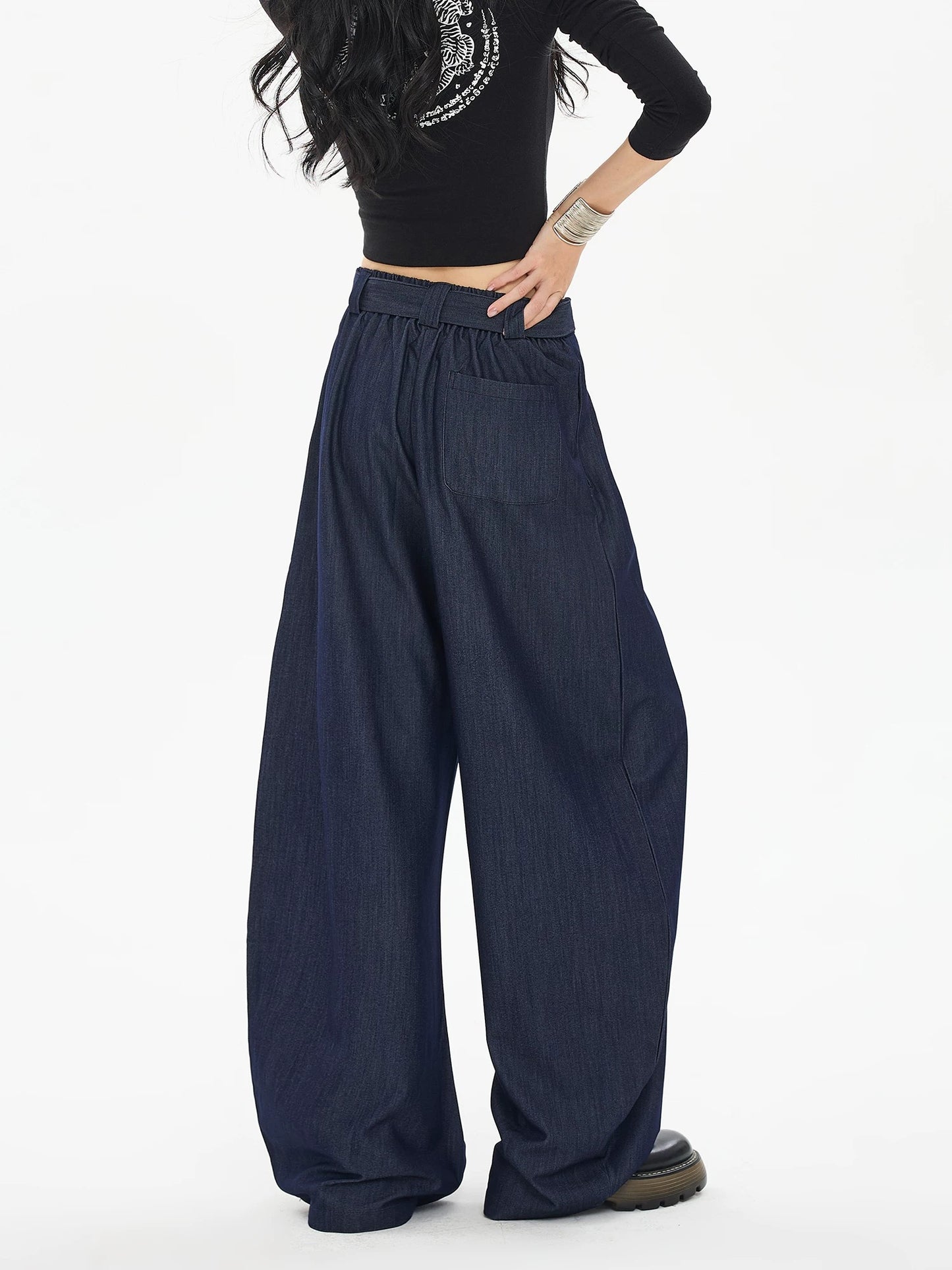 EDX Women's Flowy Curved Blade Suit Pants, 2025 Autumn/Winter Casual Super Stylish Loose Sickle Banana Versatile Wide-Leg Pants