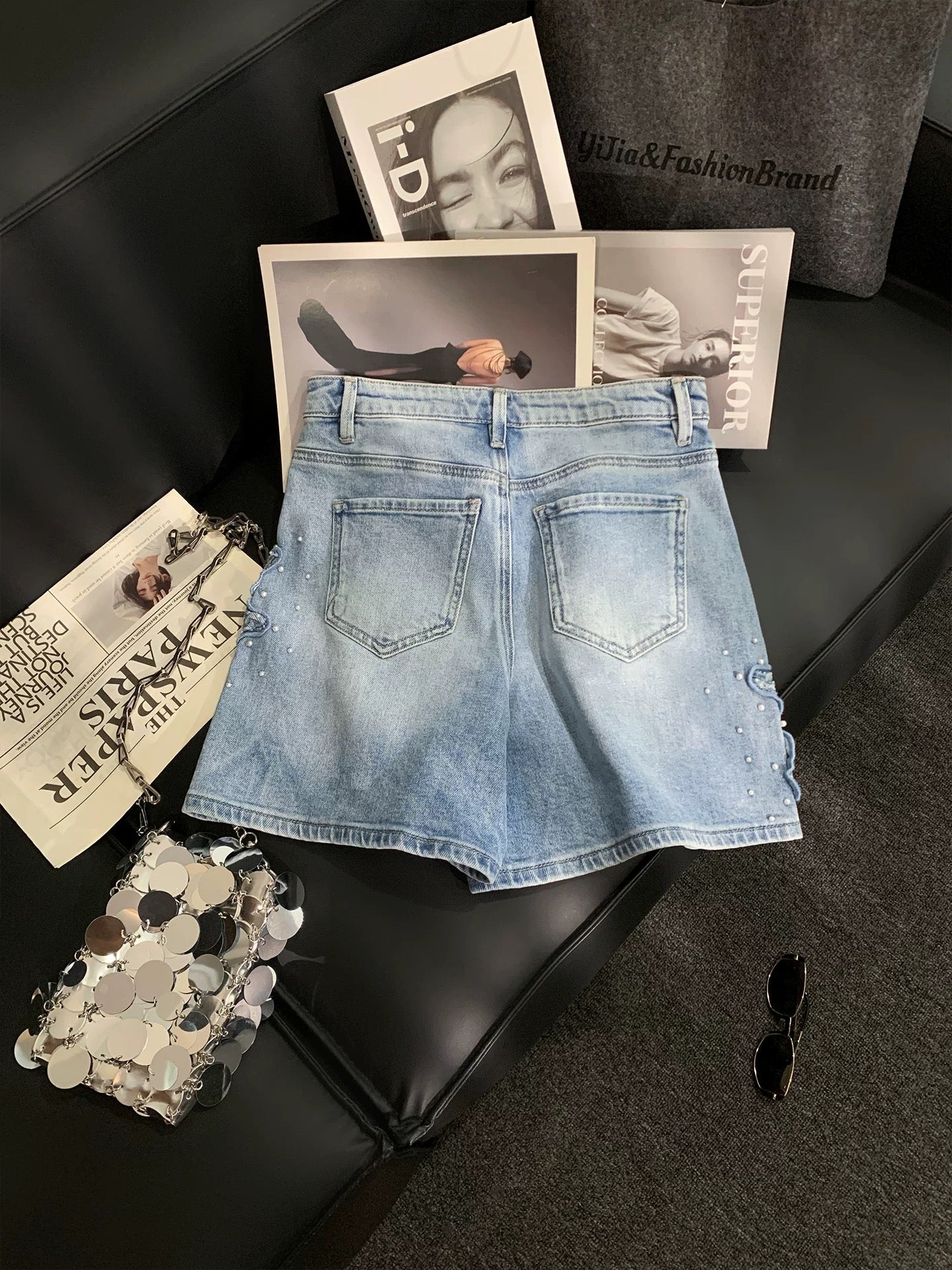 ZHOUYI/Monday Youthful Denim Embroidered Shorts Women's Summer Versatile Slimming Loose High-Waisted Hot Pants