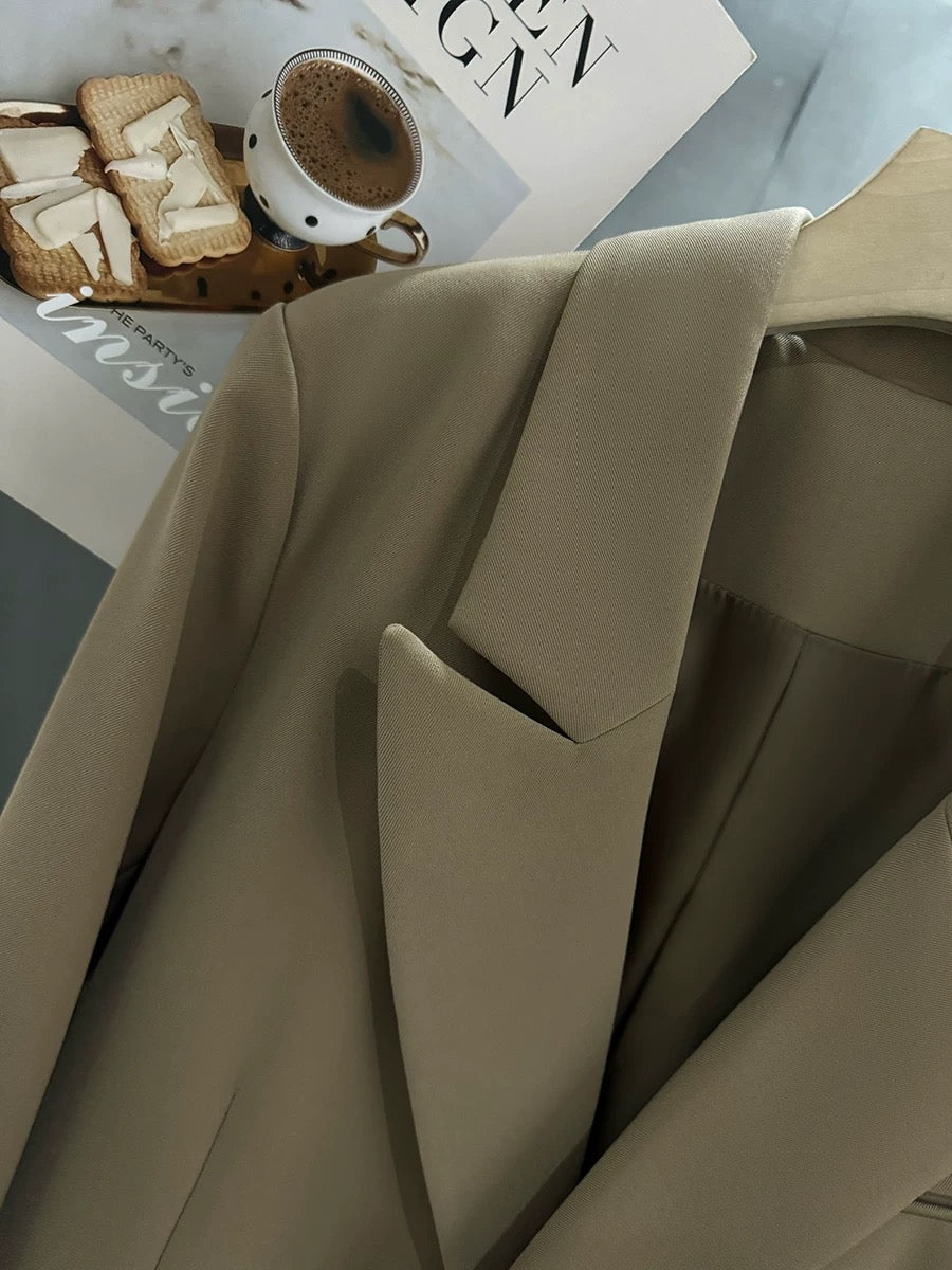 Brown retro high-end suit jacket for women 2024 new spring and autumn goddess style fashionable and versatile suit