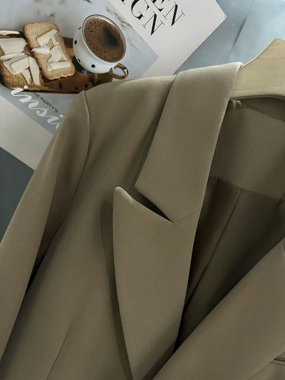Brown retro high-end suit jacket for women 2024 new spring and autumn goddess style fashionable and versatile suit