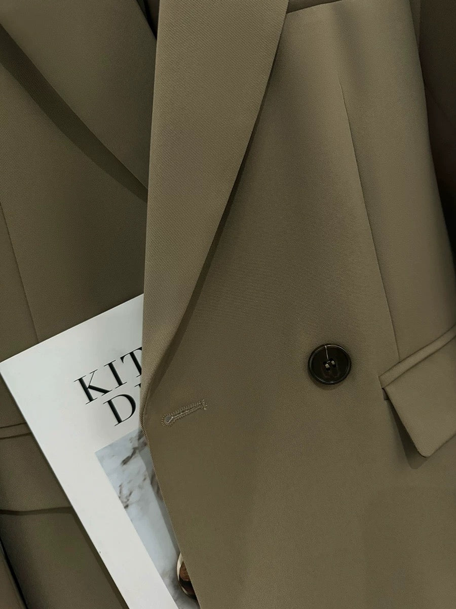 Brown retro high-end suit jacket for women 2024 new spring and autumn goddess style fashionable and versatile suit
