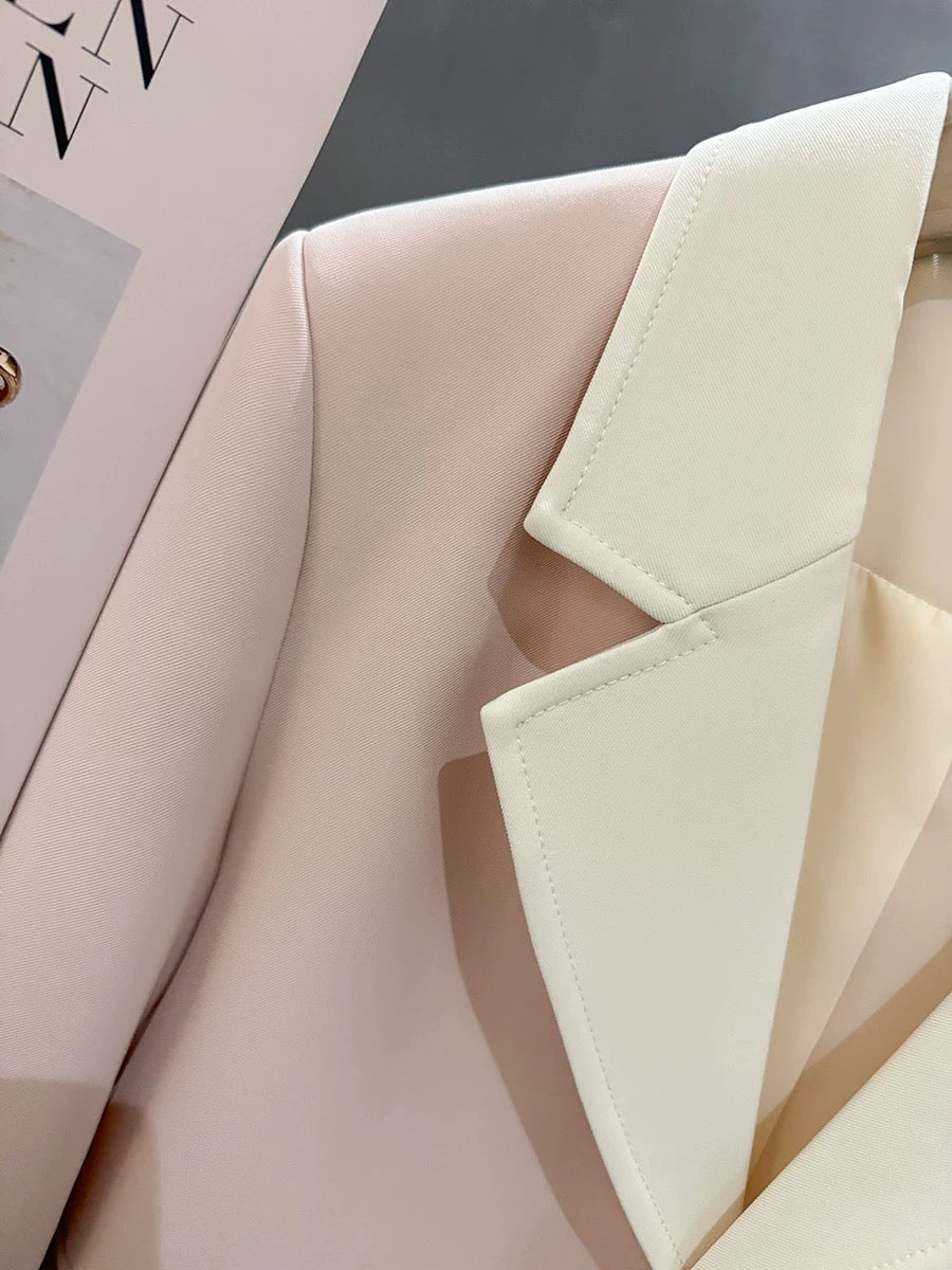 White and pink contrasting color stitching, super good-looking suit jacket for women 2024 new spring and autumn design suit for small people