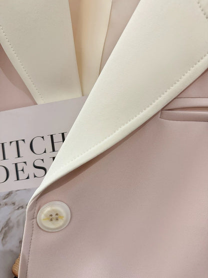 White and pink contrasting color stitching, super good-looking suit jacket for women 2024 new spring and autumn design suit for small people