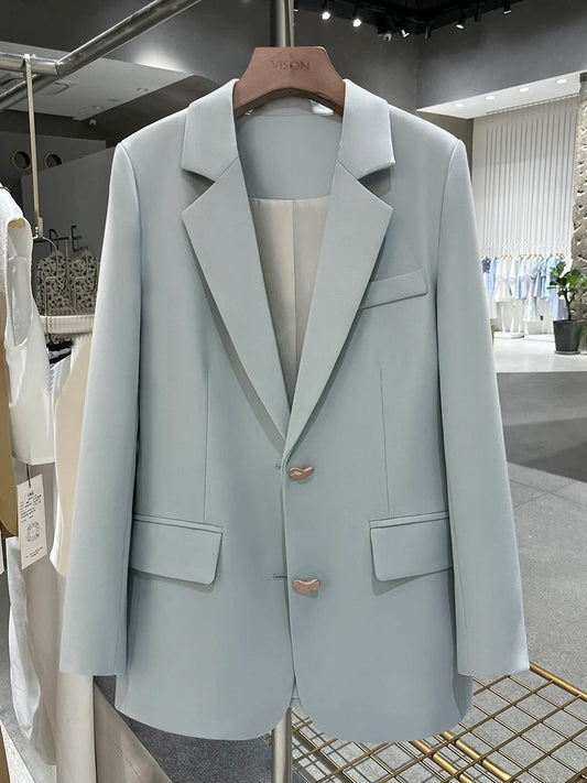 Sky blue super good-looking suit jacket women 2025 new style spring and autumn fashionable cool series age-reducing trendy small suit