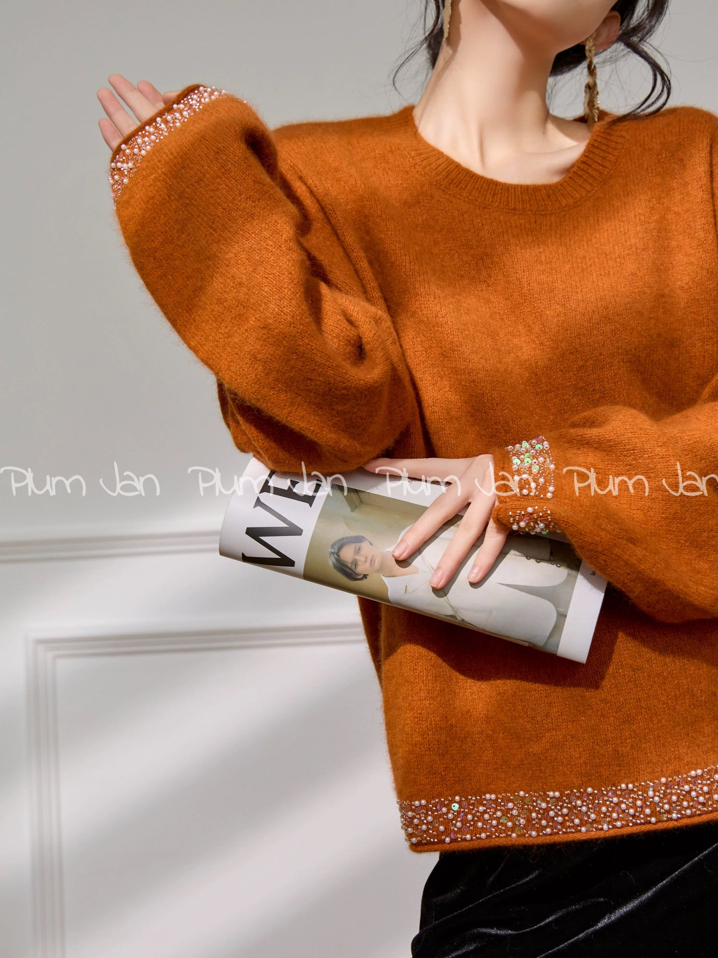 Plum Jam/French-style relaxed and sophisticated knitwear, new winter style, loose-fitting long-sleeved sweater