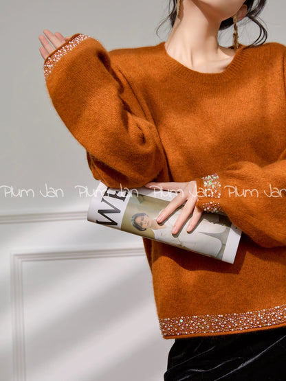Plum Jam/French-style relaxed and sophisticated knitwear, new winter style, loose-fitting long-sleeved sweater