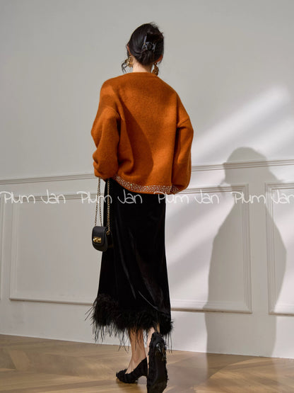Plum Jam/French-style relaxed and sophisticated knitwear, new winter style, loose-fitting long-sleeved sweater