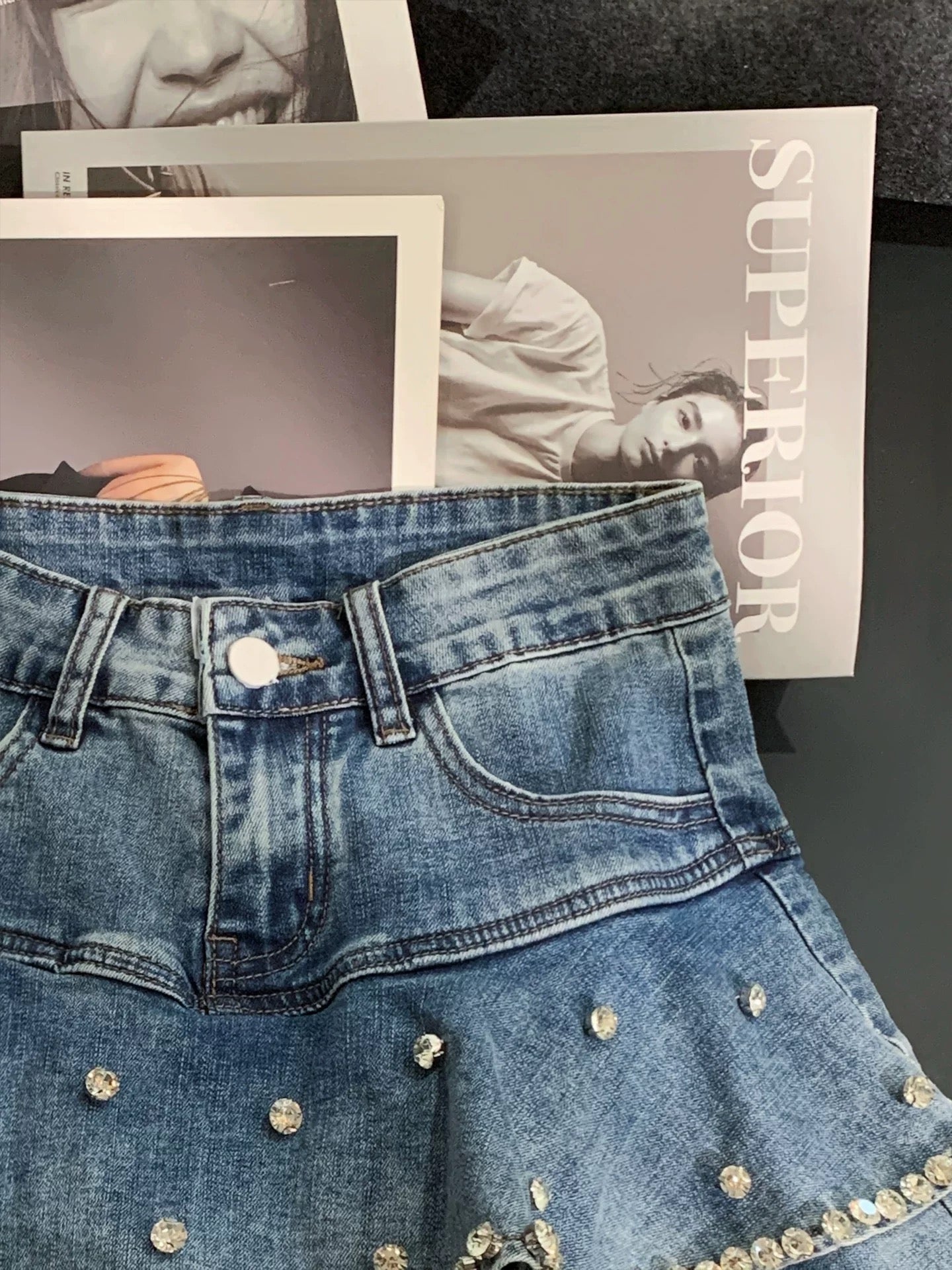 ZHOUYI/Monday 2026 Super Popular Age-Reducing Denim Ruffle Skirt High-Waisted A-Line Cake Skirt Slimming Mini Skirt