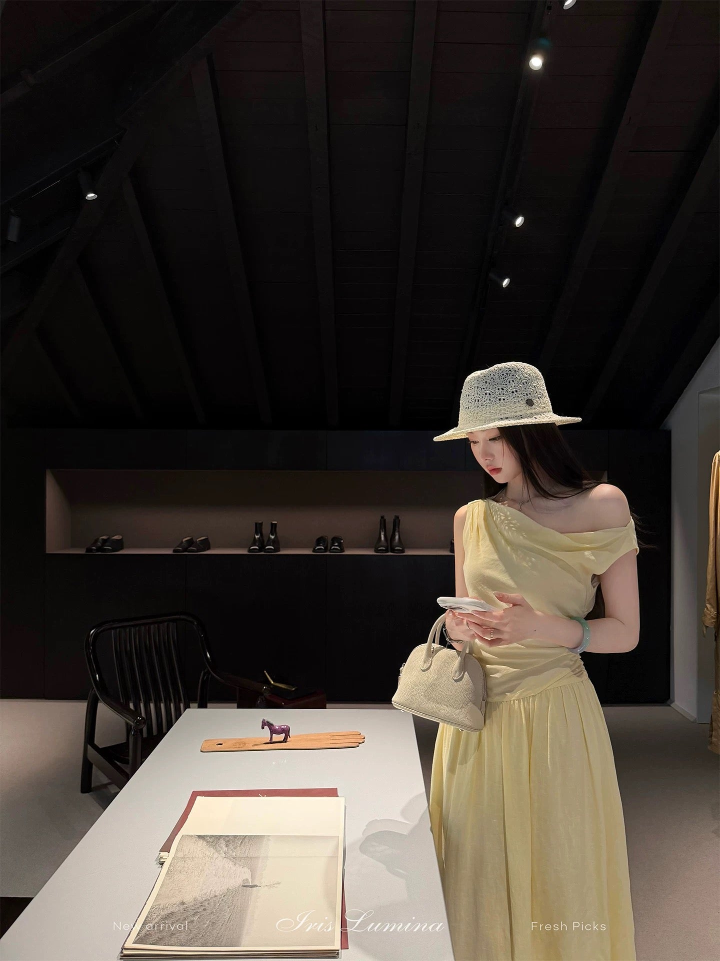 Iris Lumina Shuyao [Milan Buyer] One-shoulder dress, elegant and sophisticated Tencel linen maxi dress for summer.