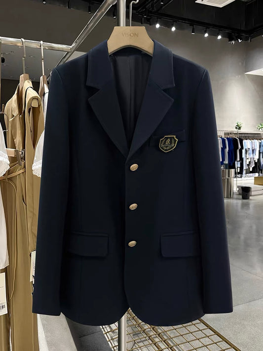 Navy blue jk uniform suit jacket female 2025 new spring and autumn small Japanese British college style suit