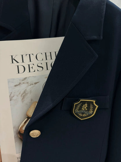 Navy blue jk uniform suit jacket female 2025 new spring and autumn small Japanese British college style suit
