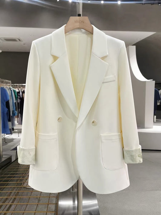 White casual high-end simple suit jacket women 2025 new spring and autumn new Chinese style professional suit